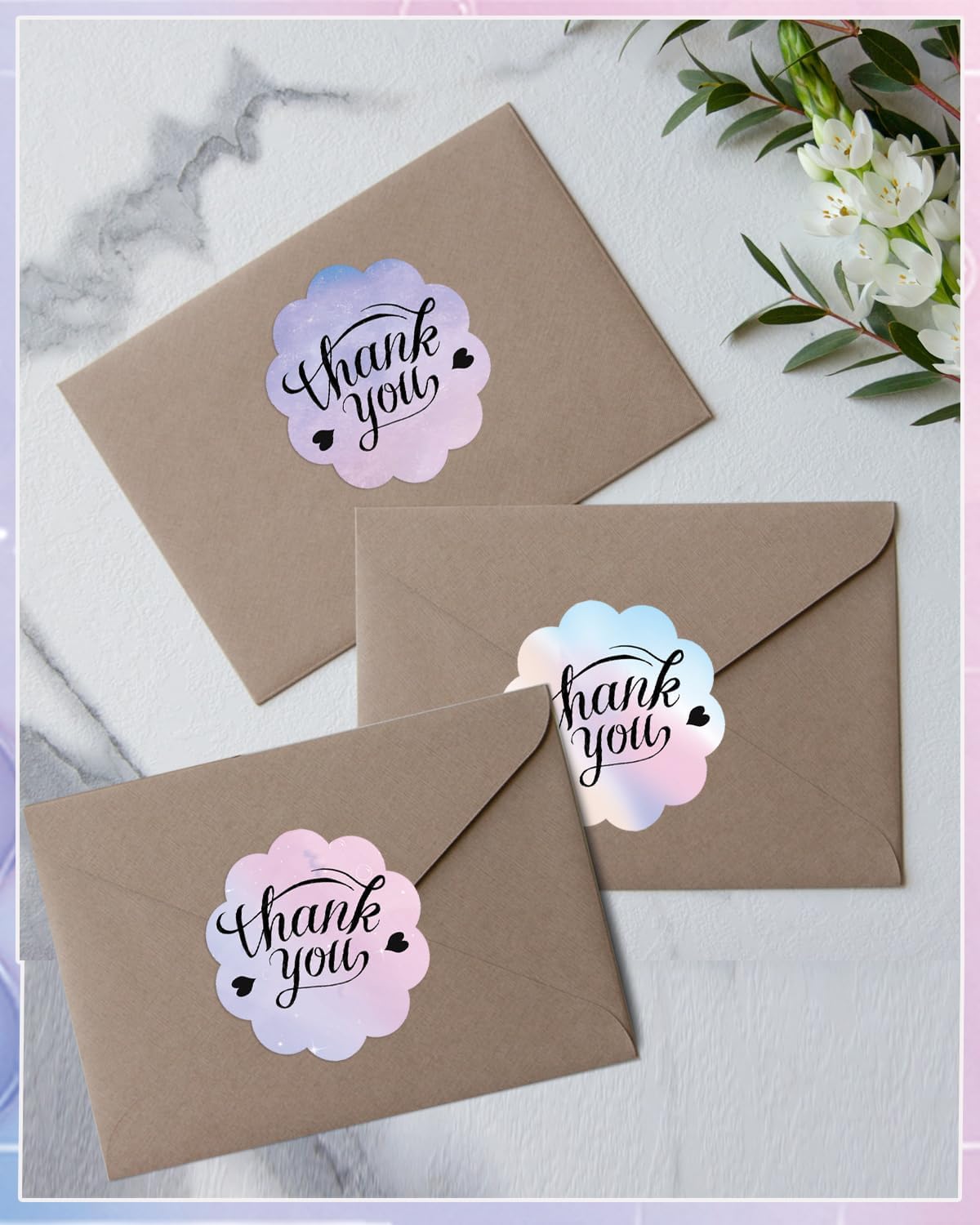 2''×2‘’ Flower Thermal Sticker Labels, Self-Adhesive 2 Inch Round Direct Thermal Labels, Multi-Purpose Sticker Label for DIY Logo Design,Name Tag,QR Code, 500 pcs/1 Roll, Starry Sky