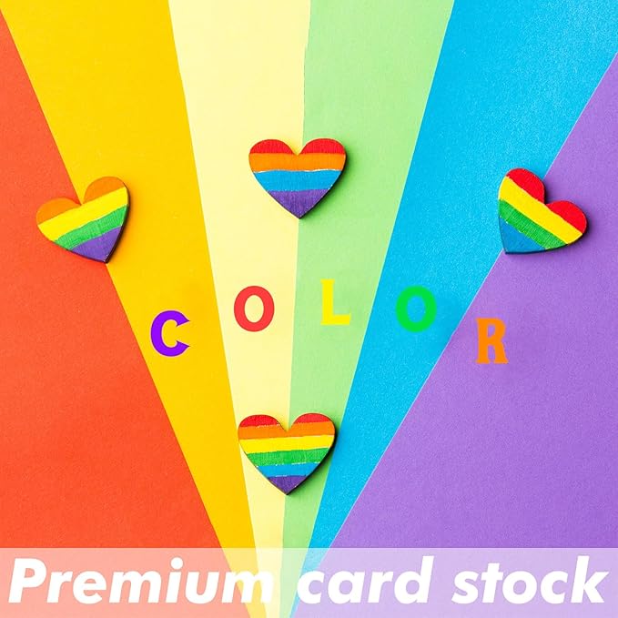 Colored Cardstock 8.5 in x 11 in,56 Sheet Classic Rainbow Index Paper 300 GSM/110 LB HeavyWeight Card Stock Set of 7 Colors for Cutting DIY Kids Art Craft