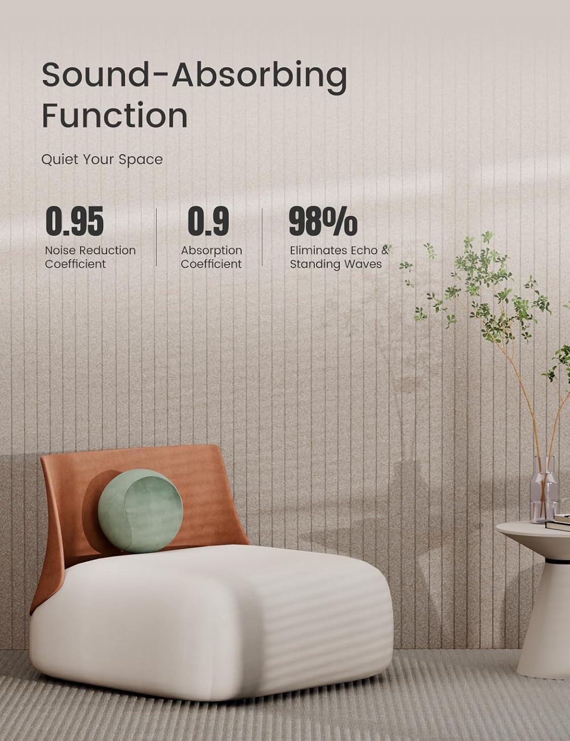 Bumusty Large Cork Board Alternative-36 x24 Felt Bulletin Board Tiles, with 30 Pushpins, 40 Adhesive Tabs, 6-Pack Slat Wall Paneling, Cork Boards for Office Push Pin Board Felt Board-Oatmeal