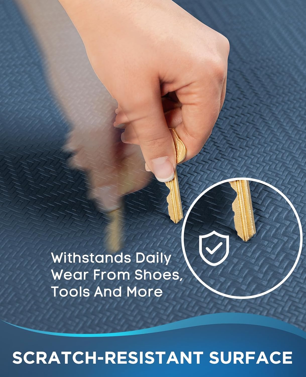 Ophanie Kitchen Mats for Floor, 3/4 inch Thick, Anti Fatigue Cushioned Mat, Kitchen Rugs, Waterproof, Comfort Ergonomic Standing Mat for Office, Home, Sink, 20x32 Blue Non-Slip Ridged Bottom