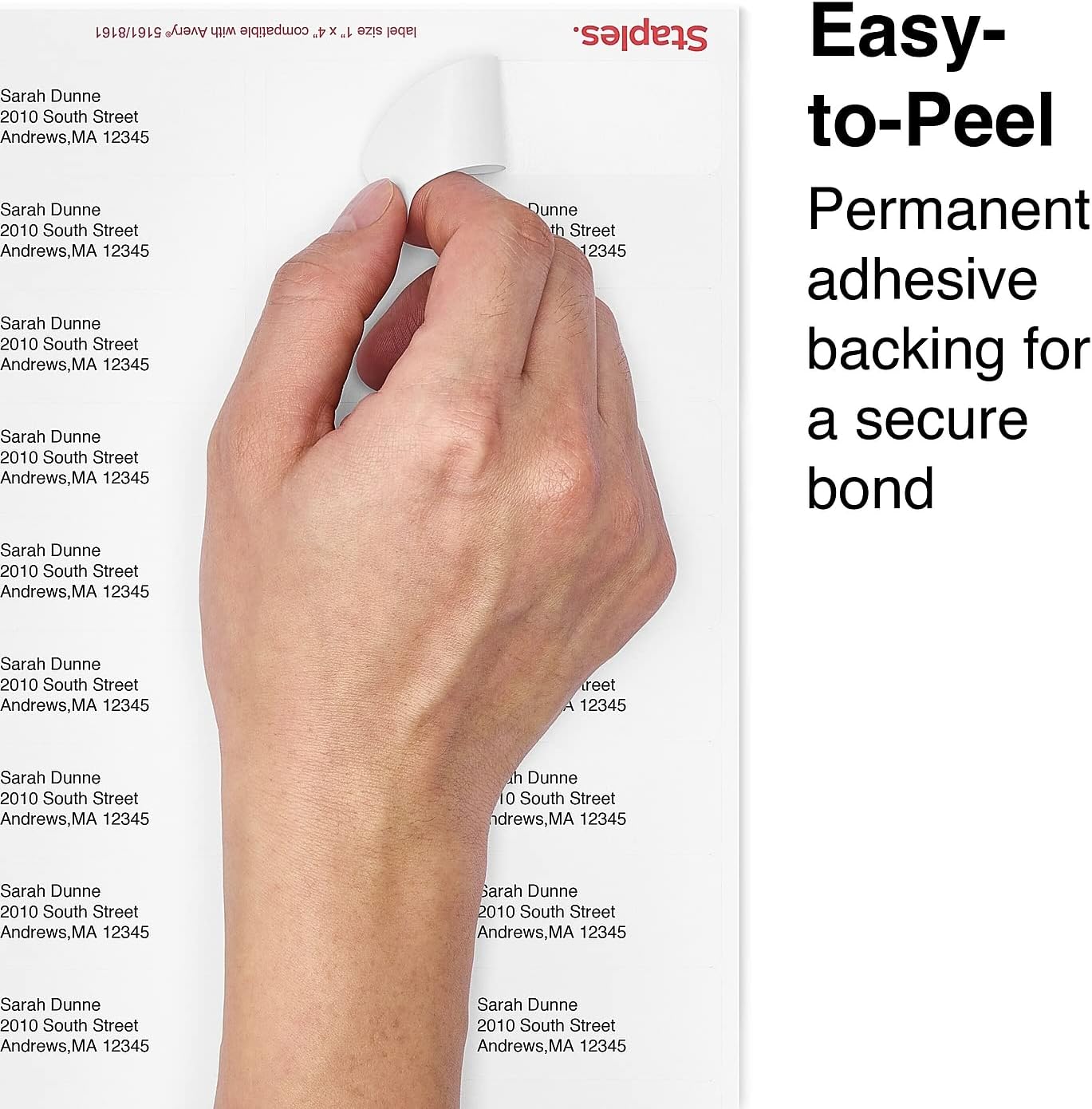 Staples® White Inkjet/Laser Address Labels 1" X 4", 5,000/Box