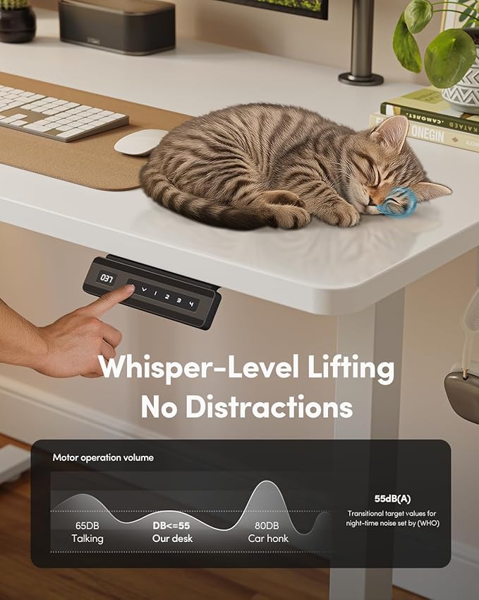 FEZIBO One-Piece Standing Desk Adjustable Height Stand up Home Office Desk, 32x24 Inch Electric Standing Computer Desk, with 4 Memory Presets, Fixable casters, White