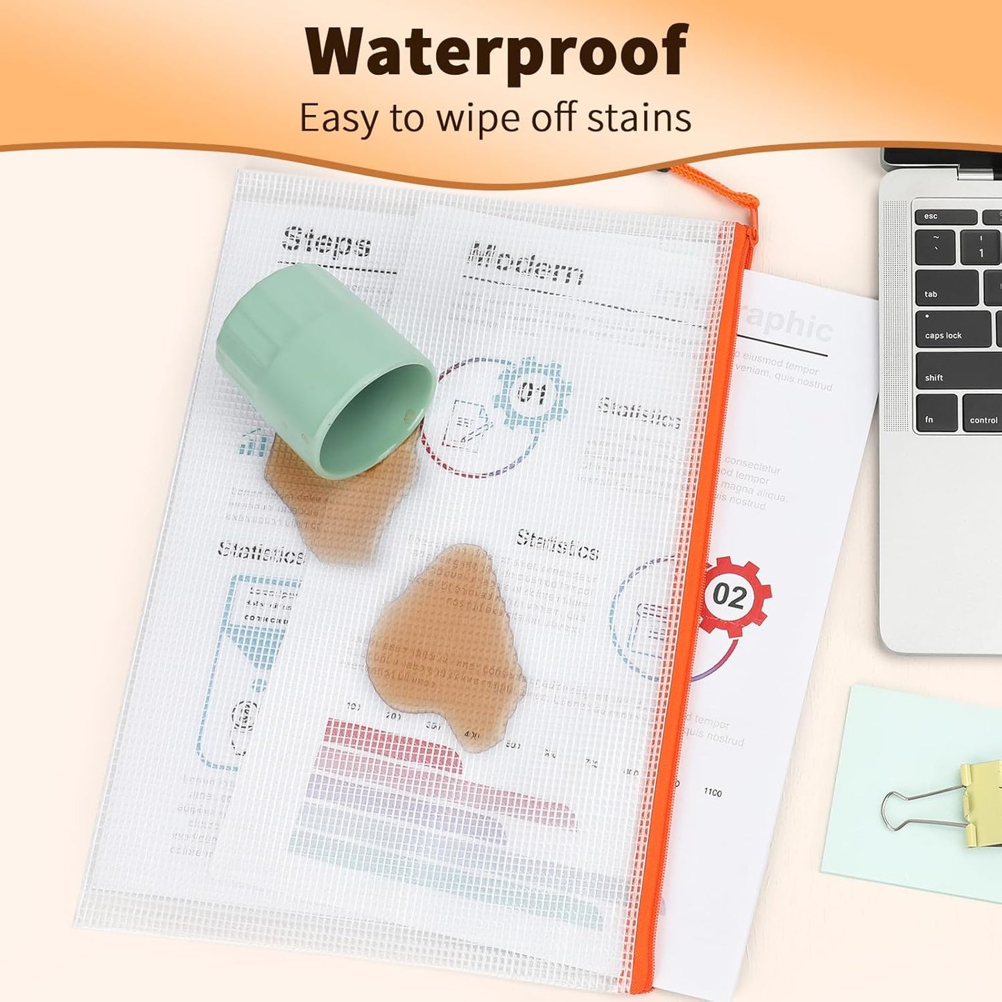 Umriox Zipper Mesh Document Pouch, 6 Assorted Size (6 Colors, 18 Packs), Clear Zipper Pouches, Waterproof Zipper Pouches for Craft Projects Office Supplies Cosmetics Travel Storage