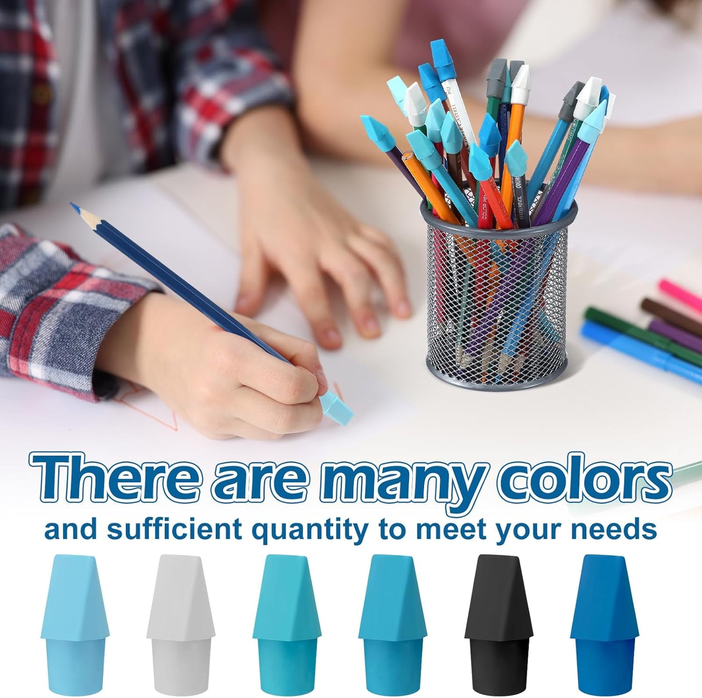 240 Pcs Pencil Top Erasers Cap Bulk Cute Pencil Toppers Erasers School Office Supplies for Students Teachers Art School Office Classroom Supplies(Blue)