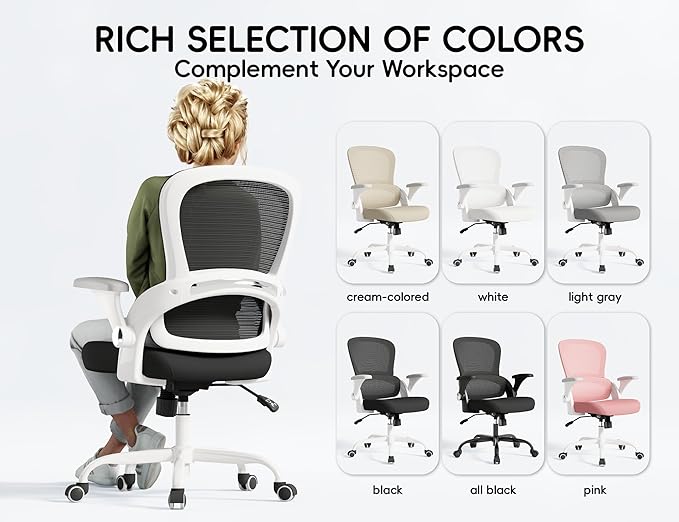 TRALT Beige Gaming Chair - Ergonomic Office Chair with Back Support, Home Office Desk Chairs, Computer Chair, 330lbs Wide Seat Big and Tall Office Chair for Professionals (White Black)
