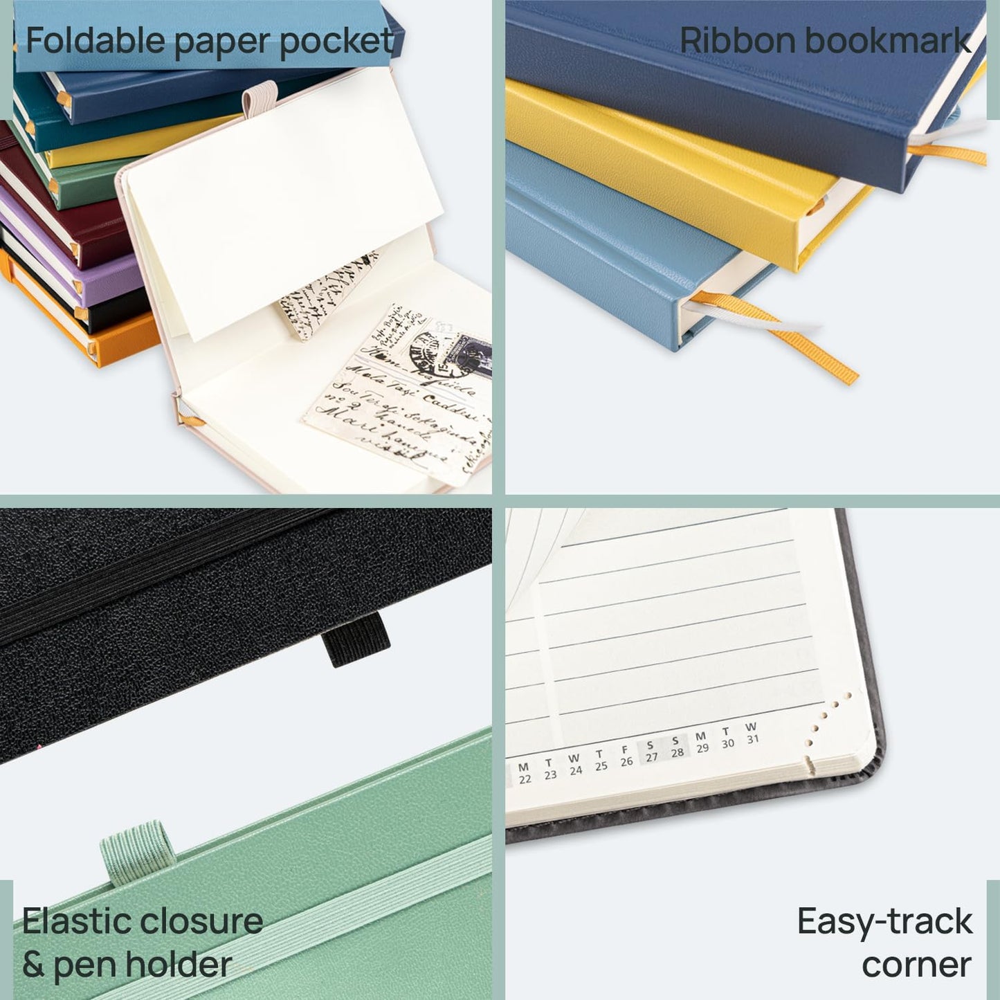 POPRUN Pocket Planner 2025-2026, (Purse Size 4''x 6.25'' Hard Cover) Academic Year Calendar Daily Weekly and Monthly (July 25-June 26) with Hourly Time Slots, 100 GSM Paper - Black