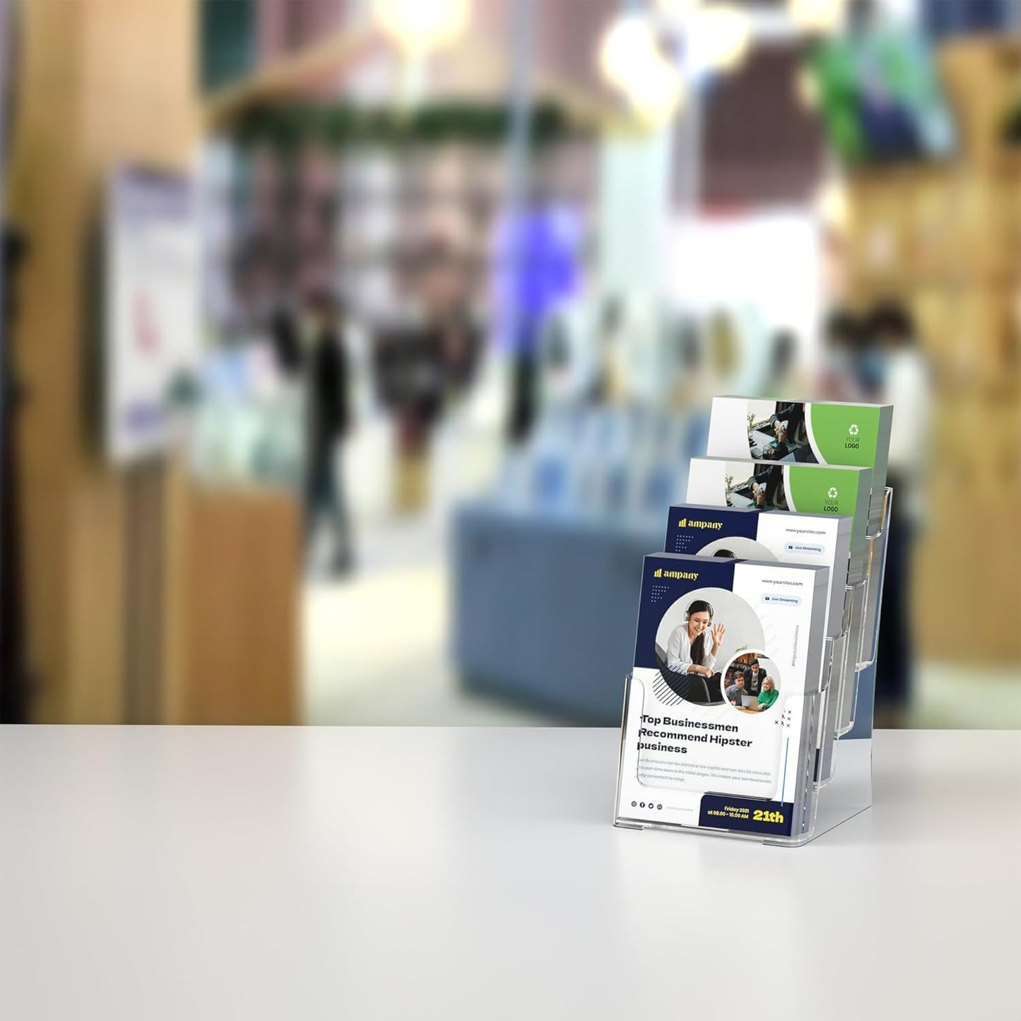 Zavekia 4-Tier 6x9 inch Acrylic Brochure Holder, Clear Literature Organizer Magazine Stand, Flyer Holder