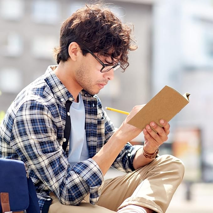 Thenshop 50 Pack Mini Pocket Kraft Notebooks Bulk 4 x 4 Inch Journal Notepads with Dot Memo Sketchbooks Writing Notepad for Party Favors Supplies(Brown,Blank Page)