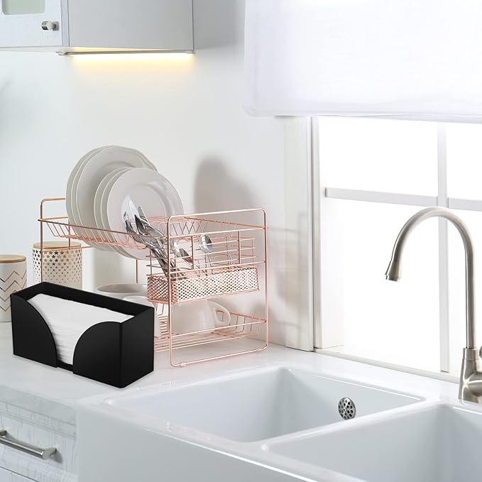 Paper Towel Dispenser Countertop Black Acrylic Paper Towel Holder for Bathroom Folded Paper Towel Dispenser Clear Trifold Napkin Holder for Z-fold, C-fold, MultiFold Trifold - Home Kitchen