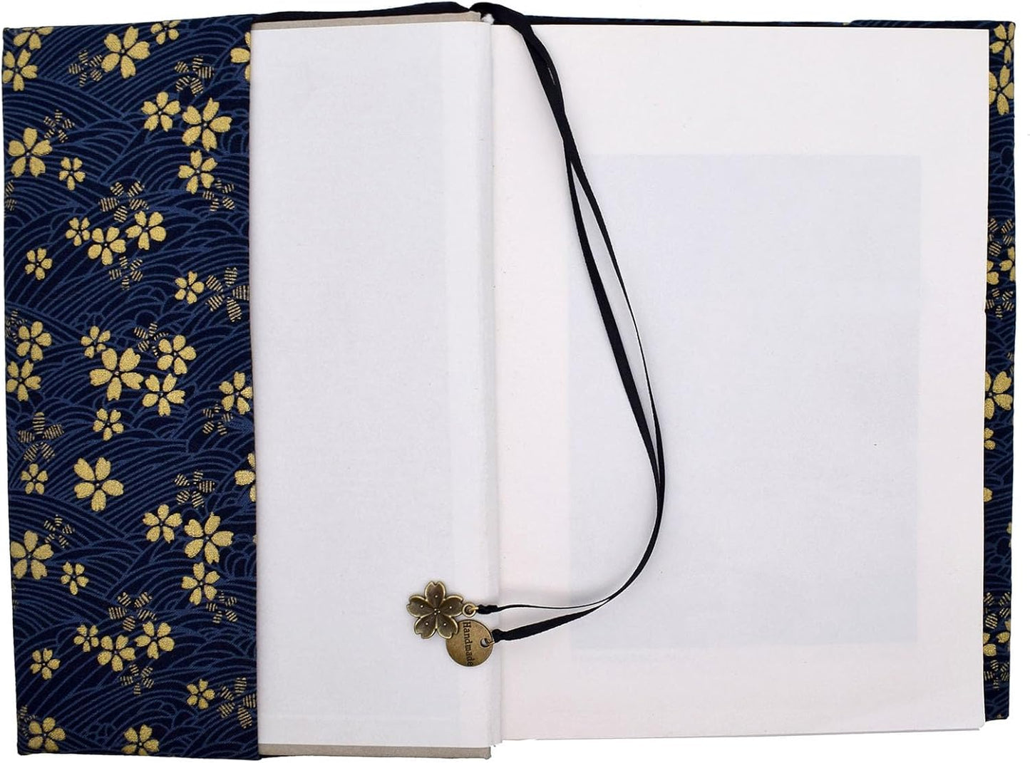 BLBMH A5 Book Cover for Paperbacks Adjustable Fabric Book Jacket Cover Protector Fit for 5.5x8.3 inch Hardcover Softcover Book Novels Notebook -Blue Cherry Blossoms 8.3in