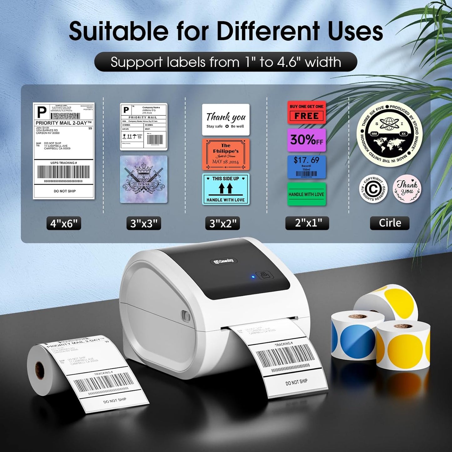 Bluetooth Shipping Label Printer 4x6 - D520BT Bluetooth Thermal Label Printer for Small Business, Shipping Packages, Compatible with USPS, Shopify, Amazon