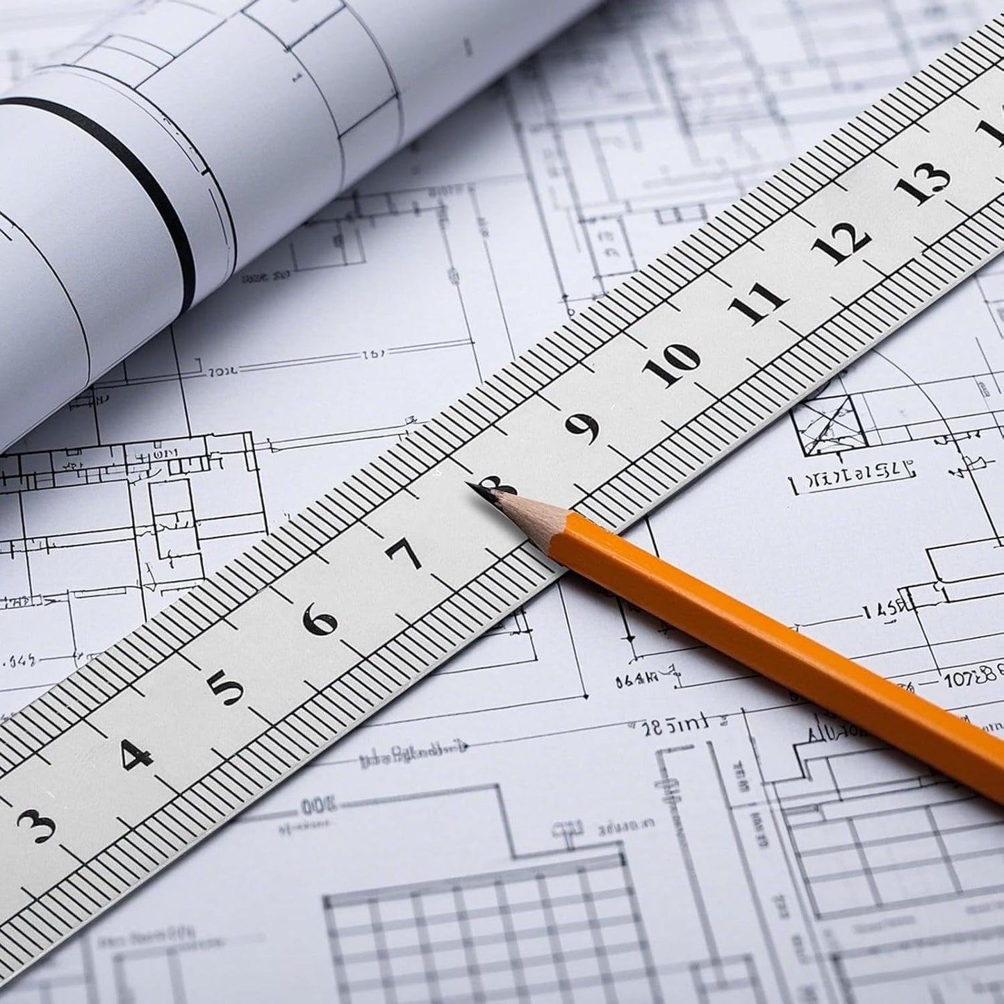 60 PCS 6 Inch Stainless Steel Ruler Bulk with Inch and Metric Scale, Straight Edge Metal Rulers Measuring Tool for Measuring