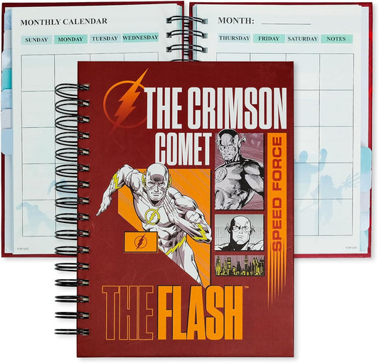 Cool Hero Academic Planner, Weekly Monthly Daily Agenda, Custom Date Organizer for Junior,Senior Students, Spiral Bound Notebook with Colorful Tabs,Datebooks for Time Management (Red and Yellow)