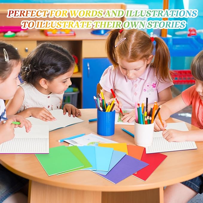 Gueevin 15 Pcs Blank Books for Kids to Write Stories Bulk Composition Notebooks Colorful Soft Cover Notebooks for Drawing Ruled Lined Journals Sketching Kindergarten Easter Gift (Cute Colors)