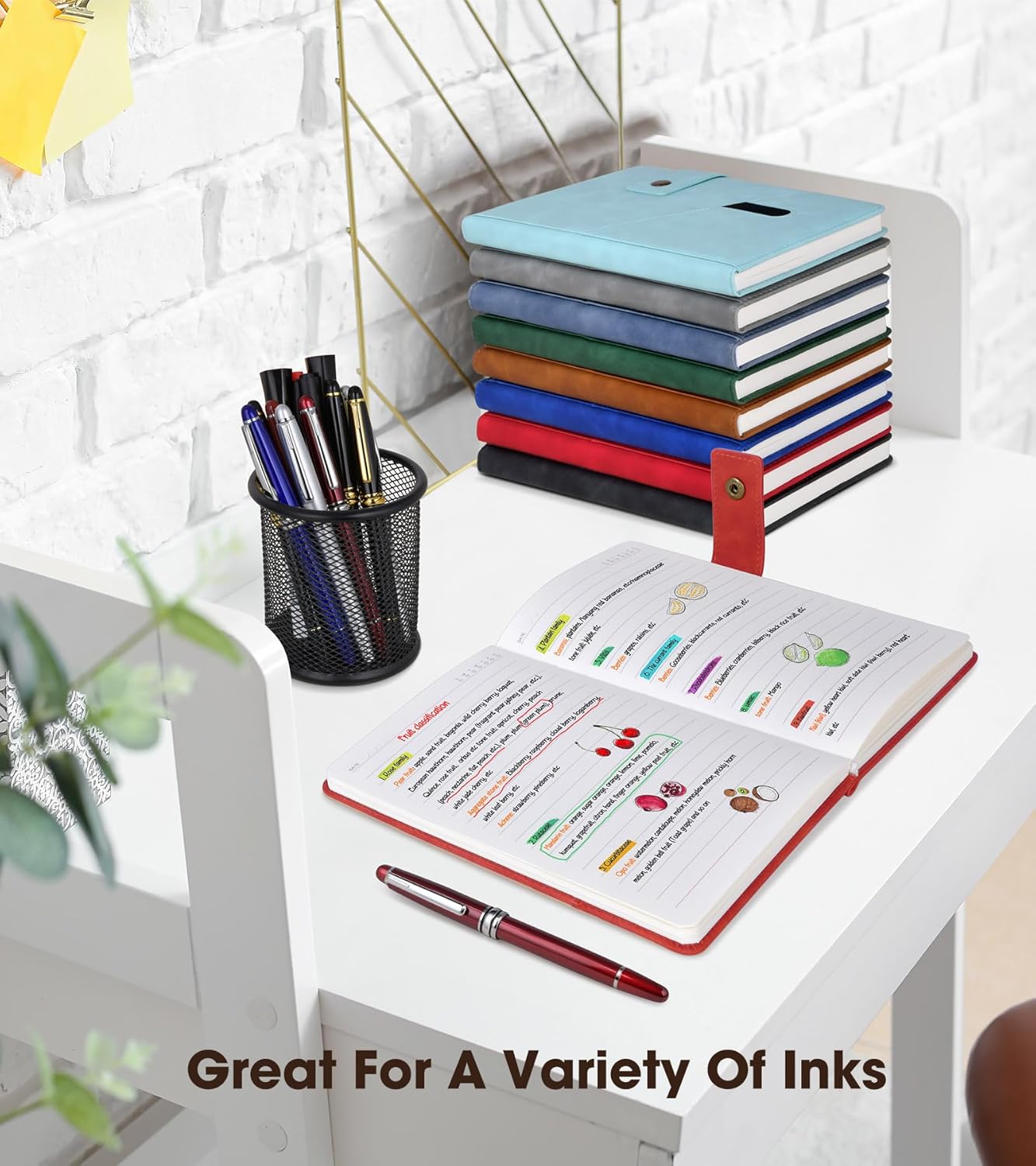 Red A5 Lined Leather Journal Notebook for Men Women,5.9" X 8.4" Personalized Hardcover Journal with Pen,200 Pages 100 Gsm Thick Ruled Paper Daily Diary for Travel,Business,Work,Writing