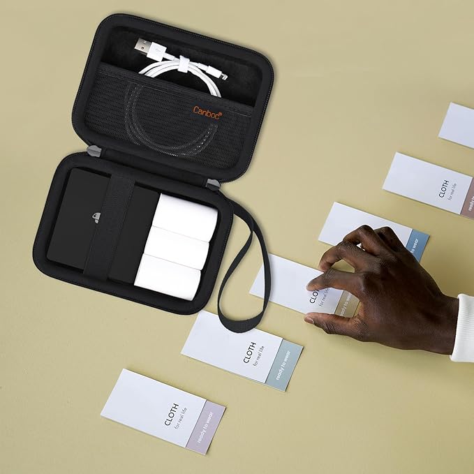 Canboc Case for Memoking/Ponek/Phomemo/Omezizy/Memoqueen T02 Mini Thermal Printer, Black (Case Only)