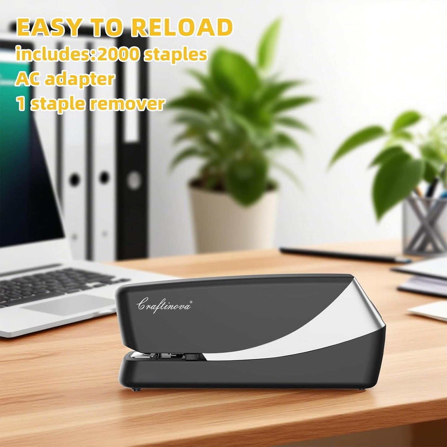 Electric Stapler, Automatic Stapler, Include 2000 Staples and 1 Staple Remover, Heavy Duty, Store 210 Staples,AC or Battery Powered, 25 Sheet Capacity.