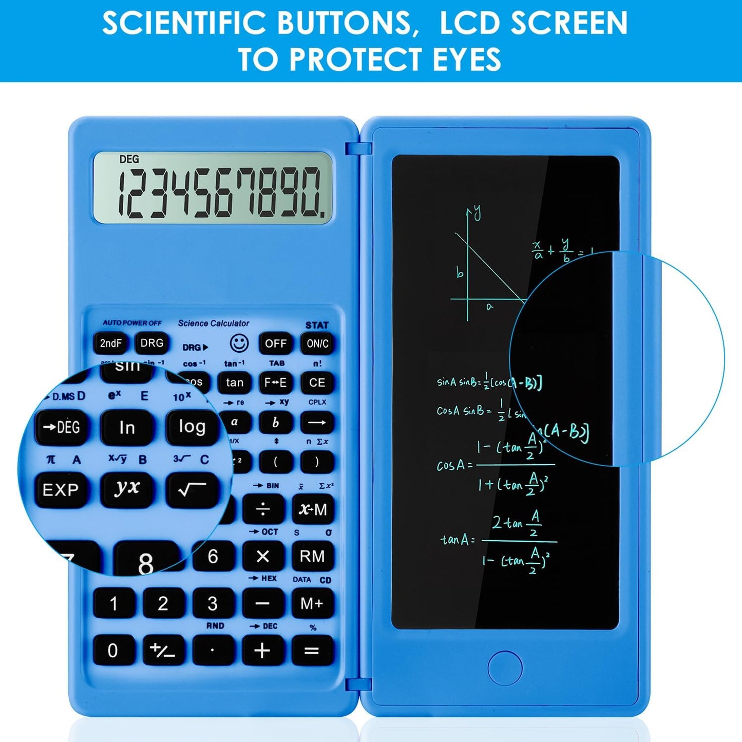 Scientific Calculators for Students, Blue Math Calculator with Notepad,10-Digit Large Screen, Classroom Must Haves for Middle High School Supplies & College (Blue)
