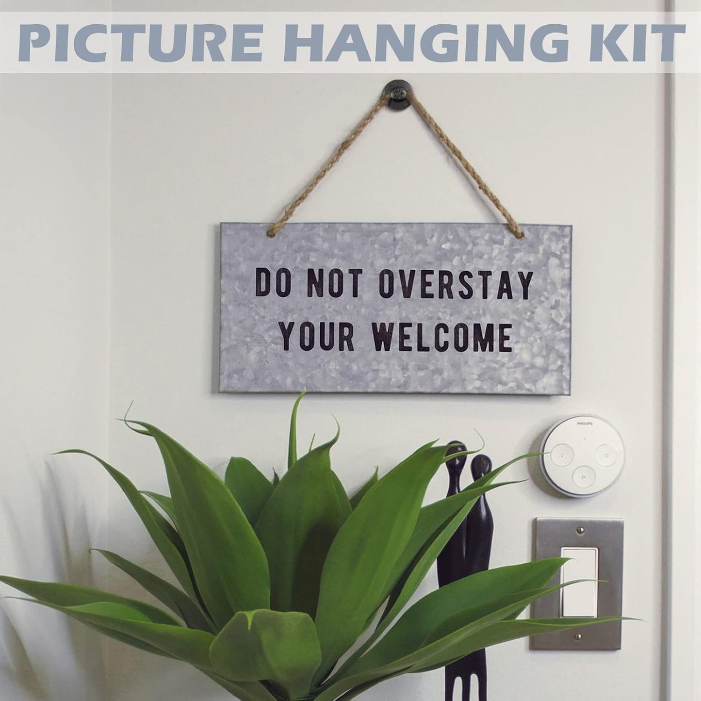 Zhengmy 40 Pcs Double Headed Picture Hangers Nails 4 Size Long Thumb Tacks Wall Nails for Hanging Pictures Decorative Push Pins Hooks for Drywall Photo Office Home Decor, 20/30/ 40/ 50lb(Black)