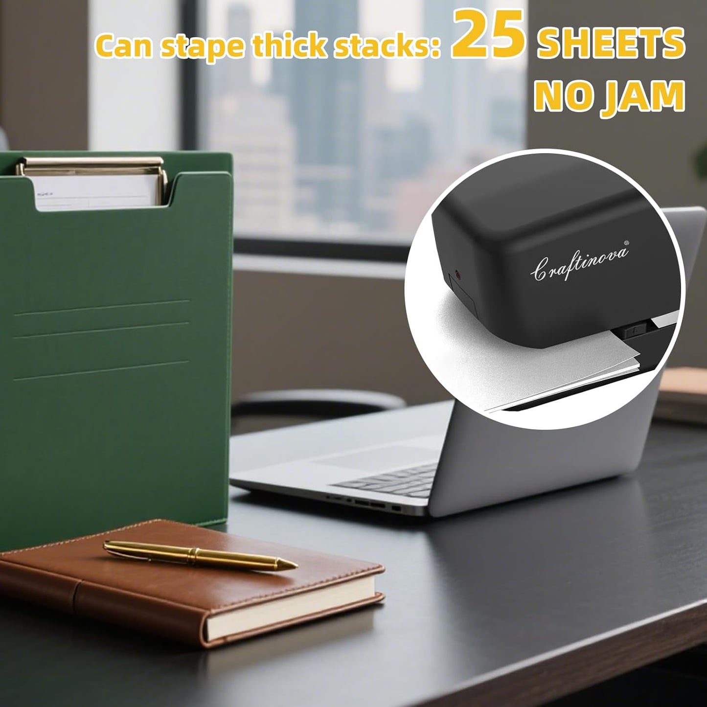 Electric Stapler, Automatic Stapler, Include 2000 Staples and 1 Staple Remover, Heavy Duty, Store 210 Staples,AC or Battery Powered, 25 Sheet Capacity.