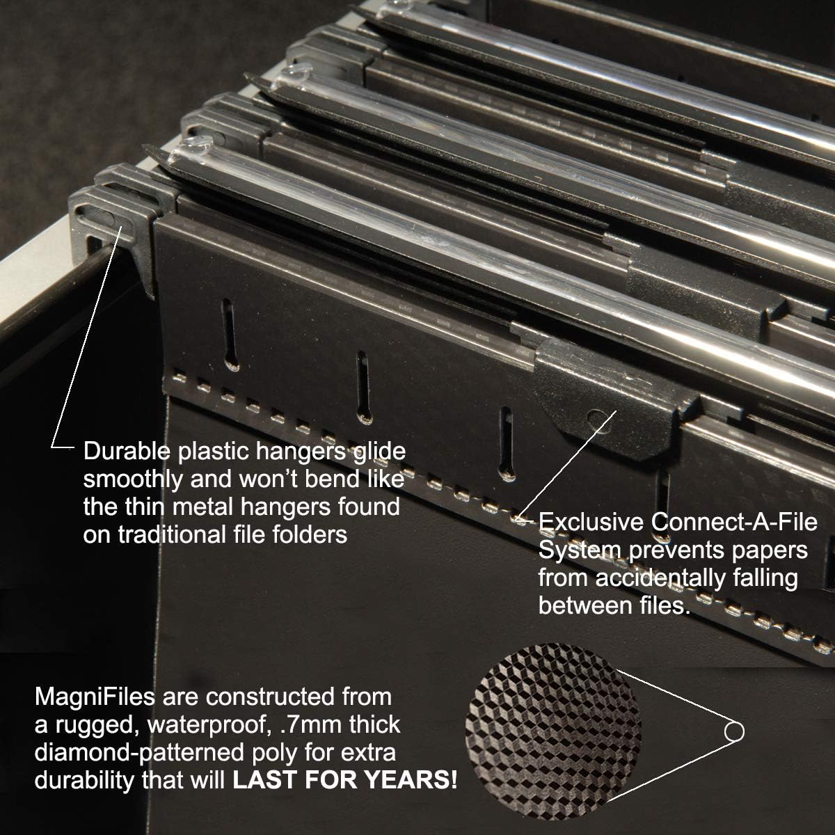 Ultimate Office MagniFile Extra-Capacity Hanging File Folders, 1" Box-Bottom, Letter Size, Feature A Wrap- Around Bungee Security Cord (Set of 4)