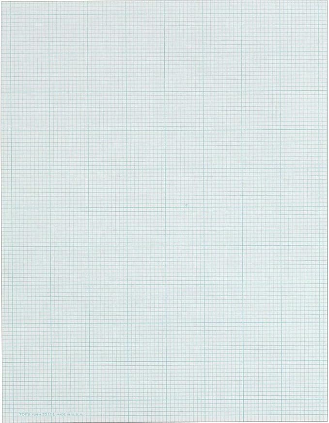 TOPS Cross-Section Pads, 8-1/2" x 11", Glue Top, Graph Rule (10 x 10), 50 Sheets (35101)