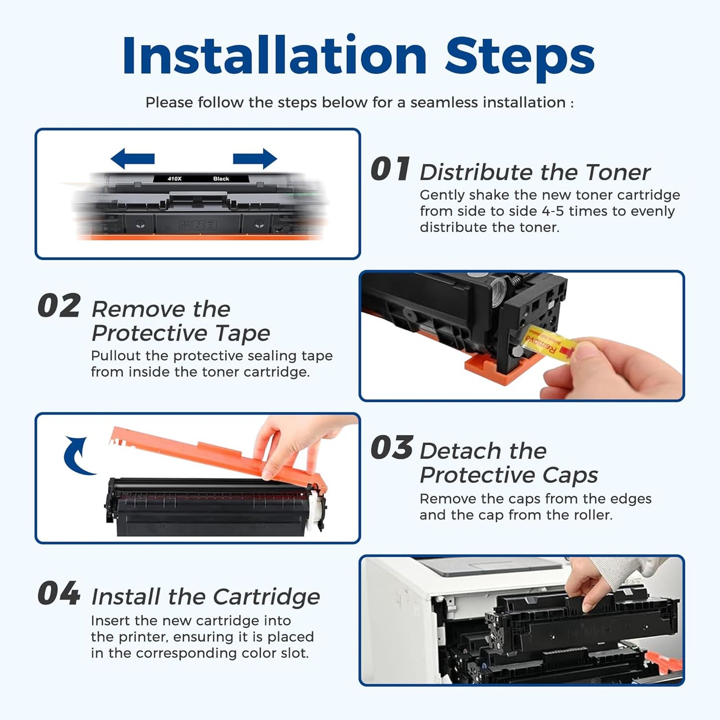 410X Toner Cartridges High Yield 4 Pack Compatible with Color LaserJet Pro M452 MFP M477 M377 Series for HP 410X 410A Toner Work for MFP M477fdw M477fdn M477fnw M377dw Pro M452dn M452dw M452nw Printer