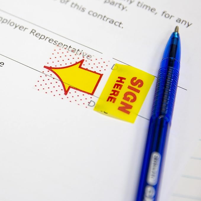 BAZIC Neon Page Markers Dispensers 1x1.7 Sign Here Neon Colored PET Arrow Flag Index Tabs, Page Bookmarks File Tab (50 Flags/Pack), 288-Packs