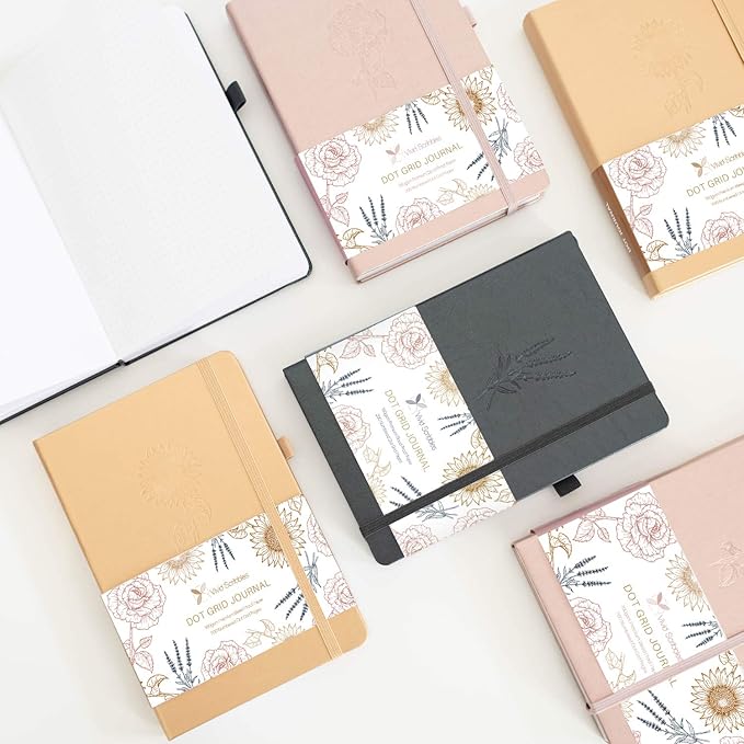 Dotted Journal – A5 Dotted Notebook with Bleedproof 160gsm Paper, Hardcover, Lay-Flat Design – Dot Grid Journal for Writing, Planning, Sketching & More
