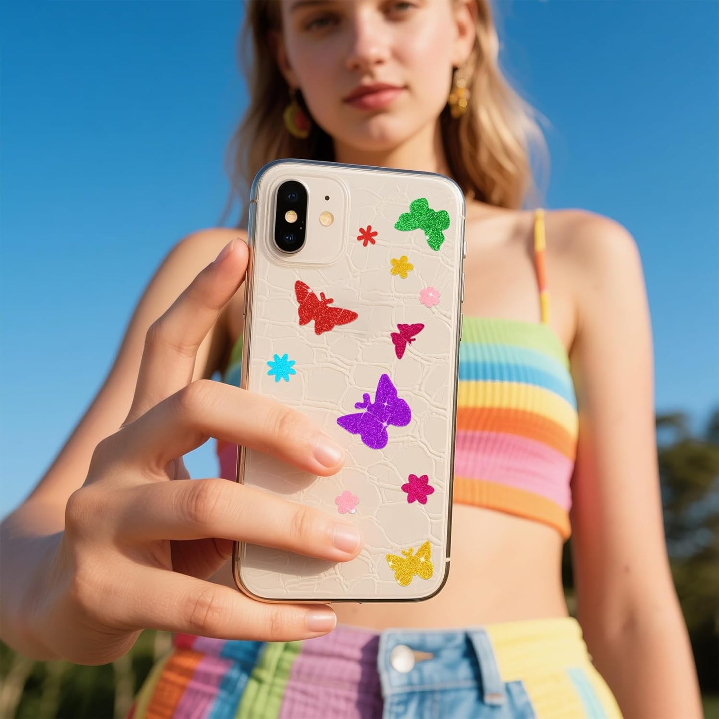 512 PCS Foam Stickers Glitter Colorful Flower and Butterfly Shapes Self Adhesive Stickers for Kids Crafts Arts Party Supplies Scrapbooking DIY Greeting Card Envelopes Home Decor(Flower & Butterfly)