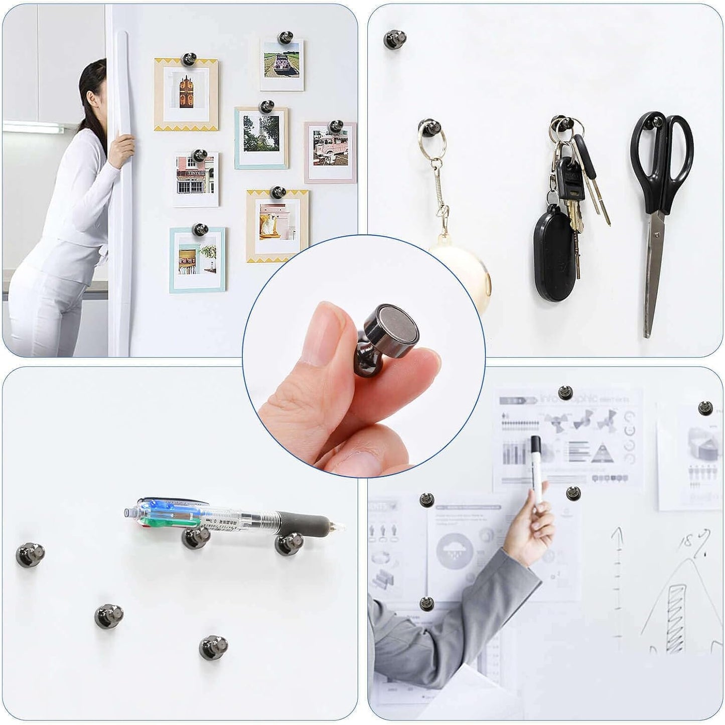 110Pcs Fridge Magnets Push Pin Magnets, Small Refrigerator Magnet s Rare Earth Magnet s for Magnetic Decorative, Strong Magnet s for Whiteboard, Classroom, Dry Erase and Locker