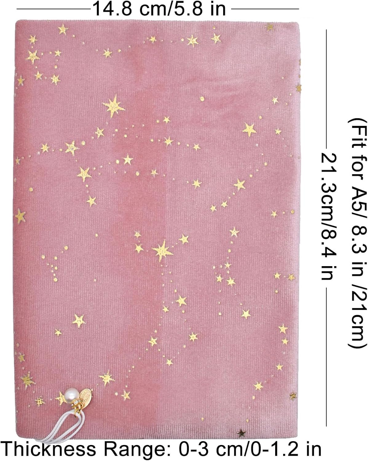 BLBMH A5 Book Covers for Paperbacks Book Cover for Privacy Fit for 5.5x8.3 inch Adjustable Book Sleeve Cover for Women Over 15 Diary Softcover Protector for Notebook - Velvet Pink