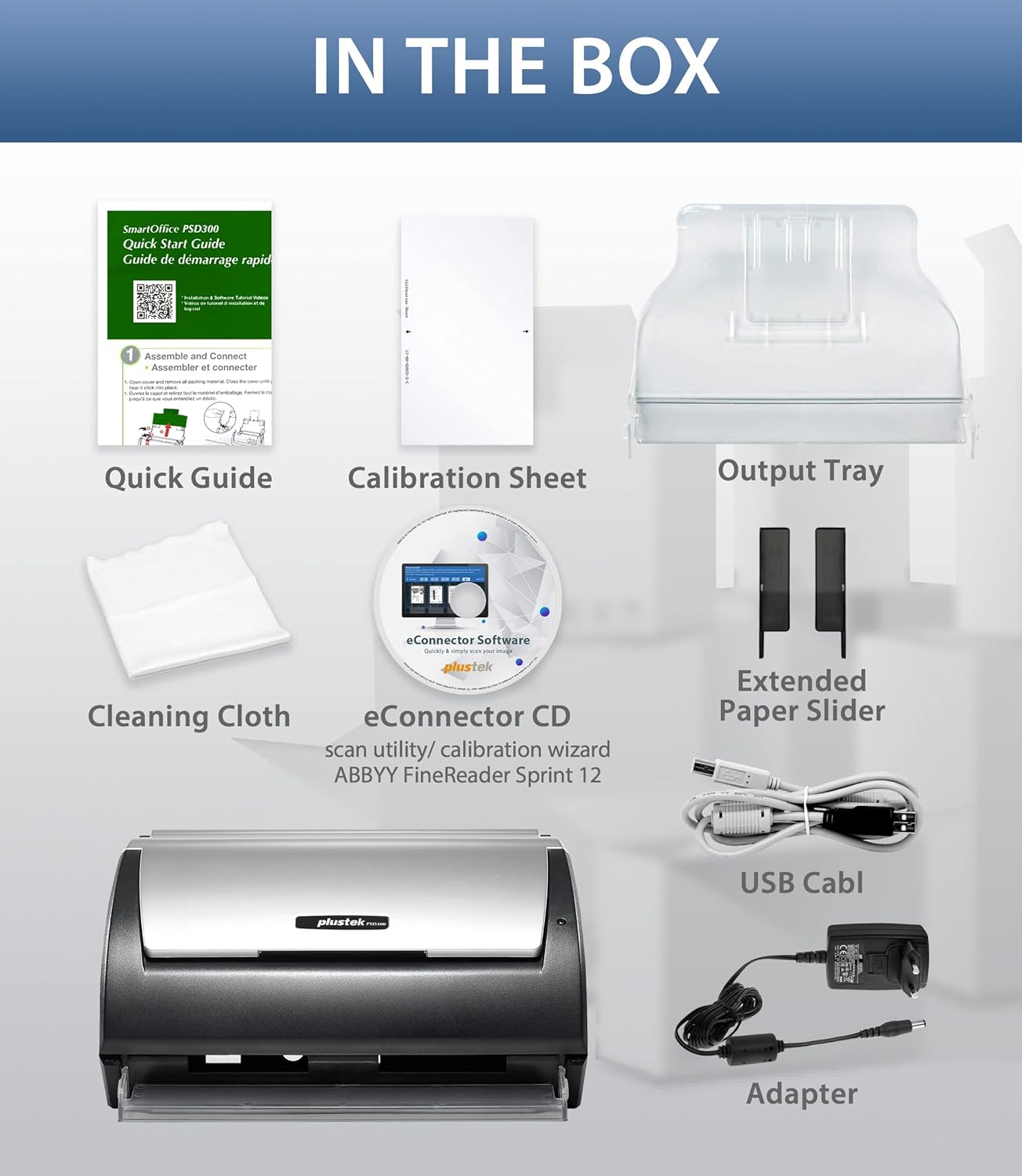 Plustek PSD300 Plus Document Scanner with ADF, Directly scan to Cloud, SharePoint, Office 365 and Built-in Barcode Recognition Function