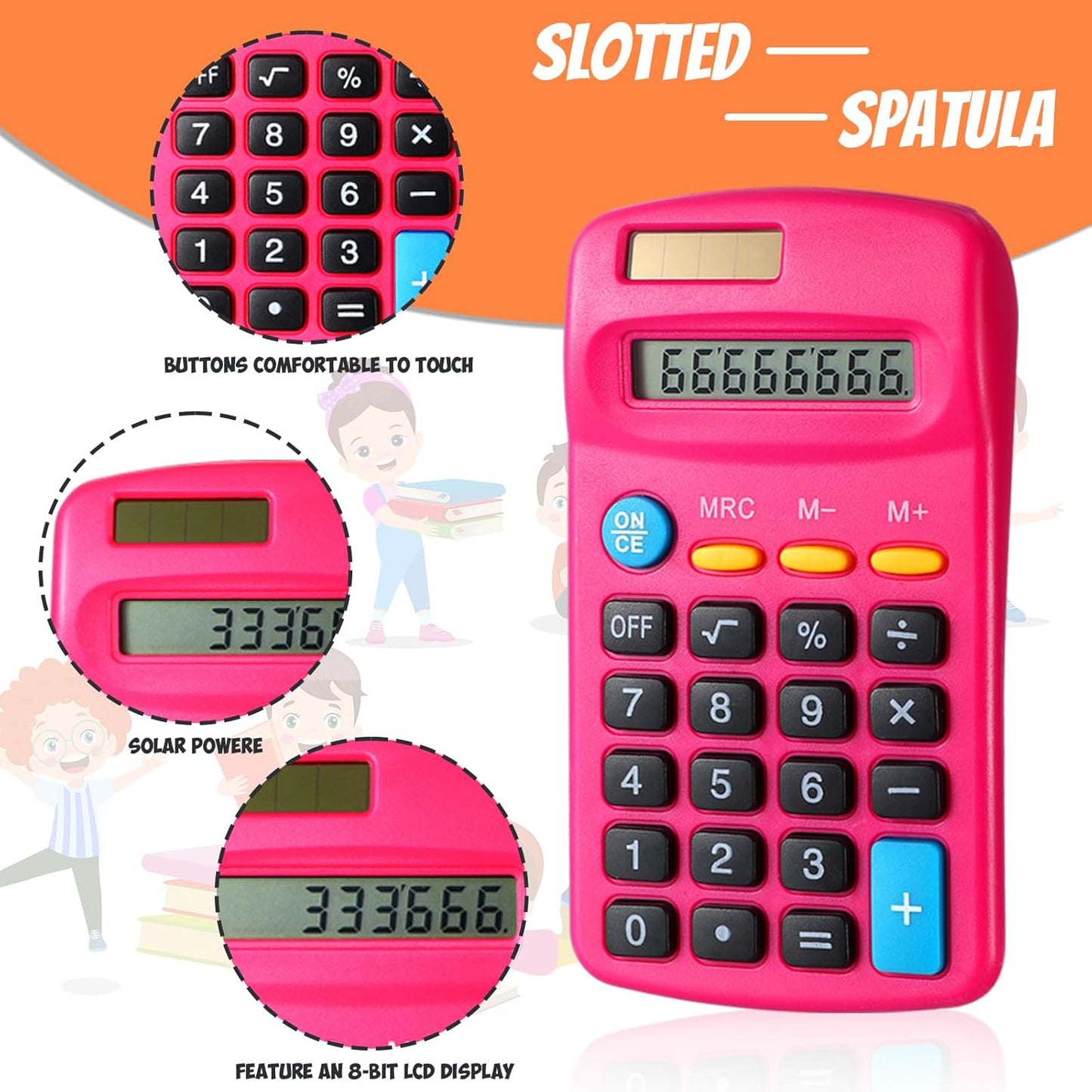 24 Pieces Basic Calculators for Students Small Pocket Size 8 Digit Display Mini Calculators Dual Powered Handheld for School Desktop Home(Rose Red)