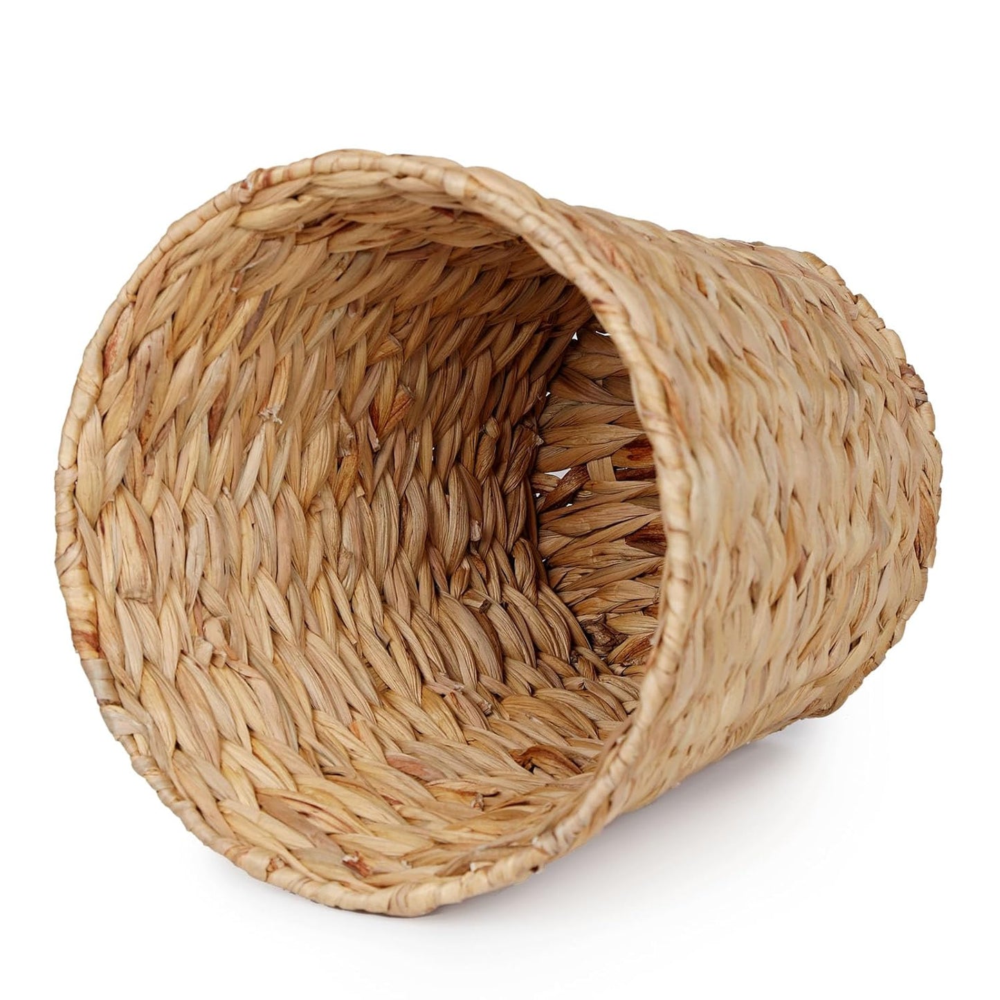 YANGQIHOME Wicker Trash Can with Lid, Water Hyacinth Garbage Can, Handwoven Wicker Waste Basket in Bathroom, Bedroom, Office, Living Room, Laundry Room, Blanket Basket 3.8 Gallon