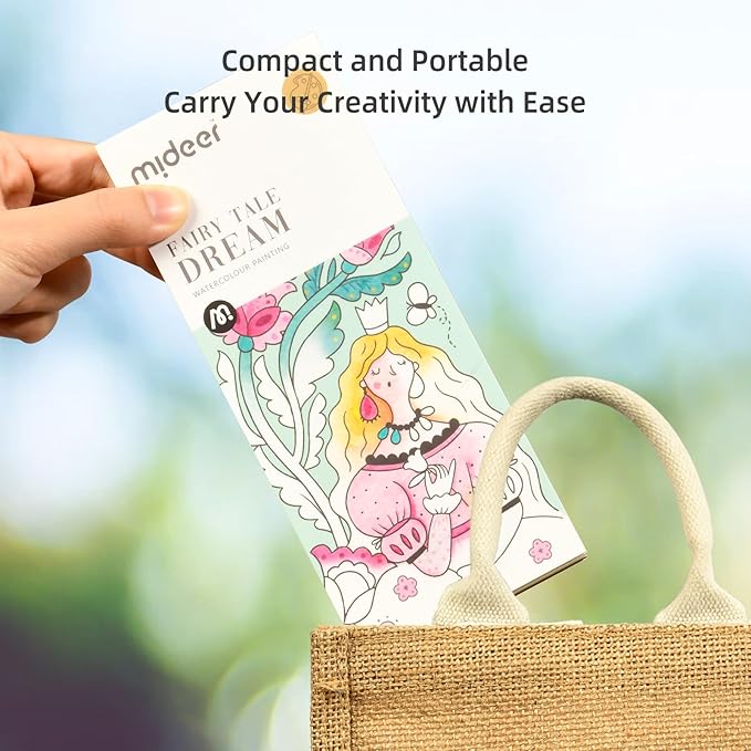 MiDeer Watercolor Painting Book for Kids Ages 4-8, Pocket Watercolor Painting Book Arts and Crafts for Toddlers, Travel Activities Paint with Water Coloring Book Set for Kids 3-8 (Wonder Forest)