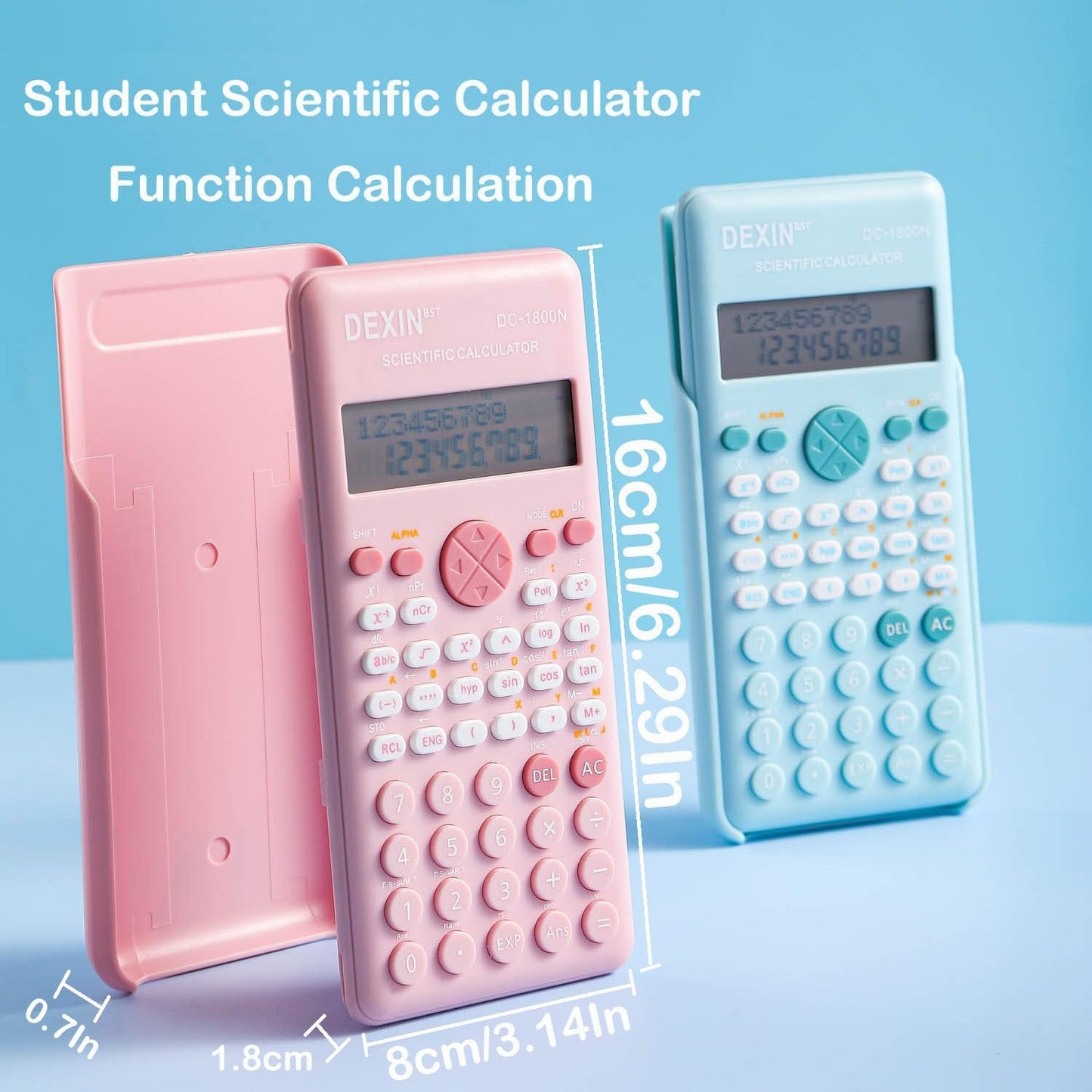 Scientific Calculators for Students, 240 Functions 2-Line Standard Scientific Calculator, Cute School Office Supplies,Math Calculator for School (Pink)