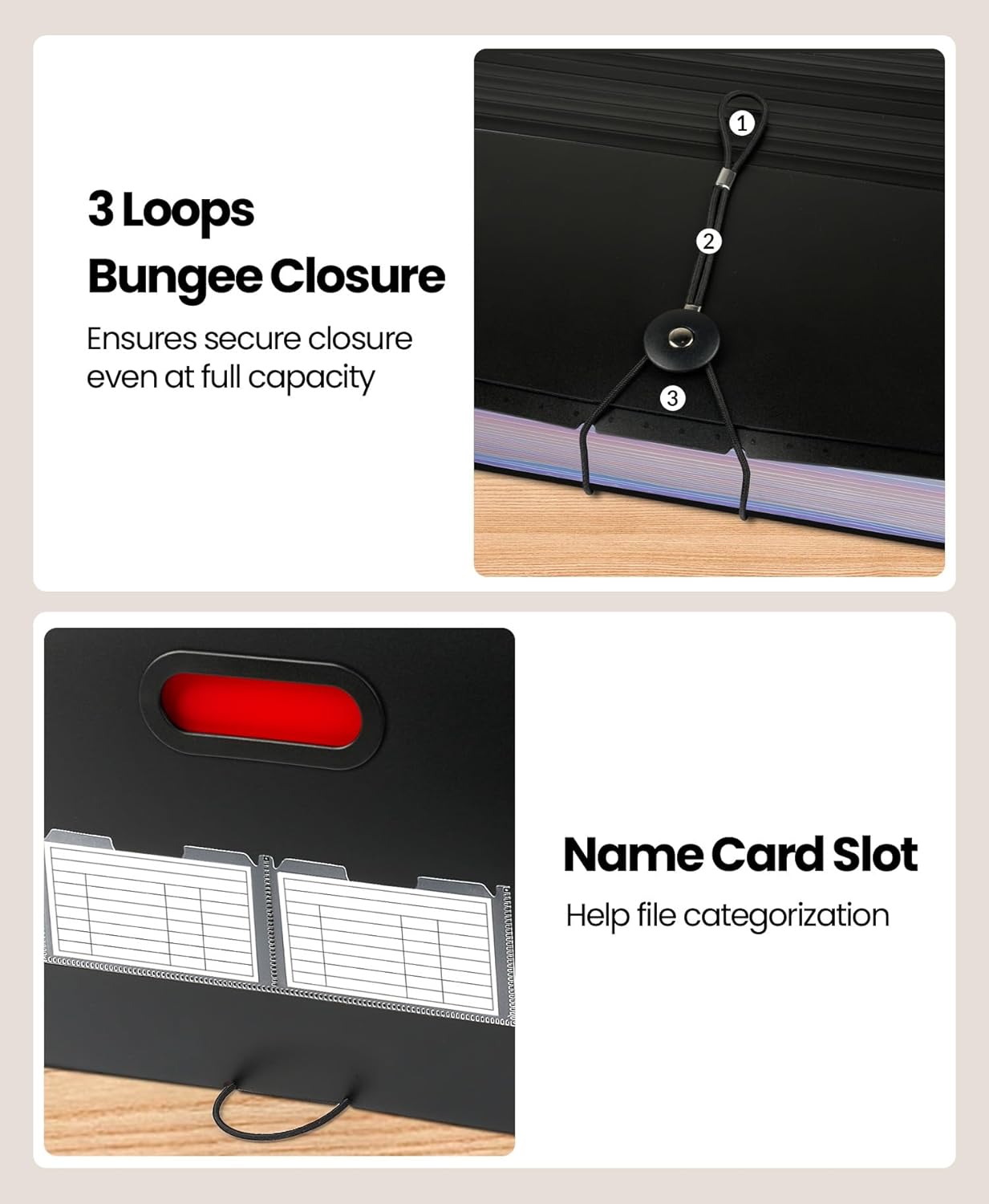 Sooez 26-Pocket Accordion File Organizer, Upgraded Expanding File Folder with Unobstructed A-Z Tabs, Premium Bill Tax Receipt Document Organizer Storage for Letter/A4 Size Paper, School Office & Home