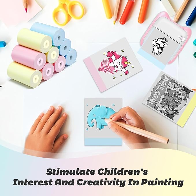 9 Rolls Thermal Printer Paper - Colorful, Non-sticker, 3 Color for Most Mini Thermal Printers