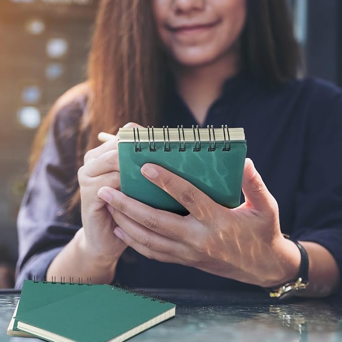 Tenceur 6 Pcs Pocket Notebook Bulk Small 3x5 Inch Spiral Notepads Mini Top Bound Notebook with Lined 120 Pages Ruled Memo Pads for Office College Nurse Essentials Back to School Gift (Green)