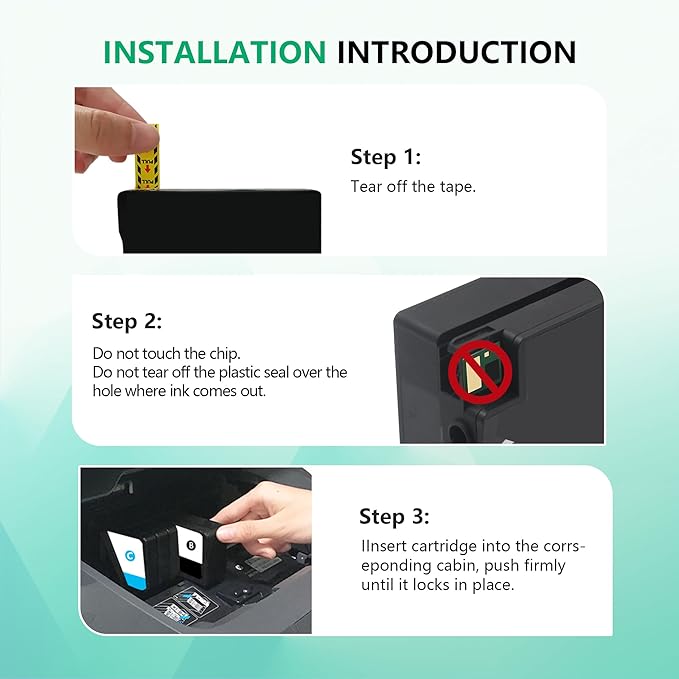 950XL 951XL Ink Cartridges Replacement for HP 950 951 Ink Cartridges Combo Pack for HP OfficeJet Pro 8600 8610 8620 8100 8630 8660 8640 8615 76DW 251DW Printer (Black Cyan Magenta Yellow)