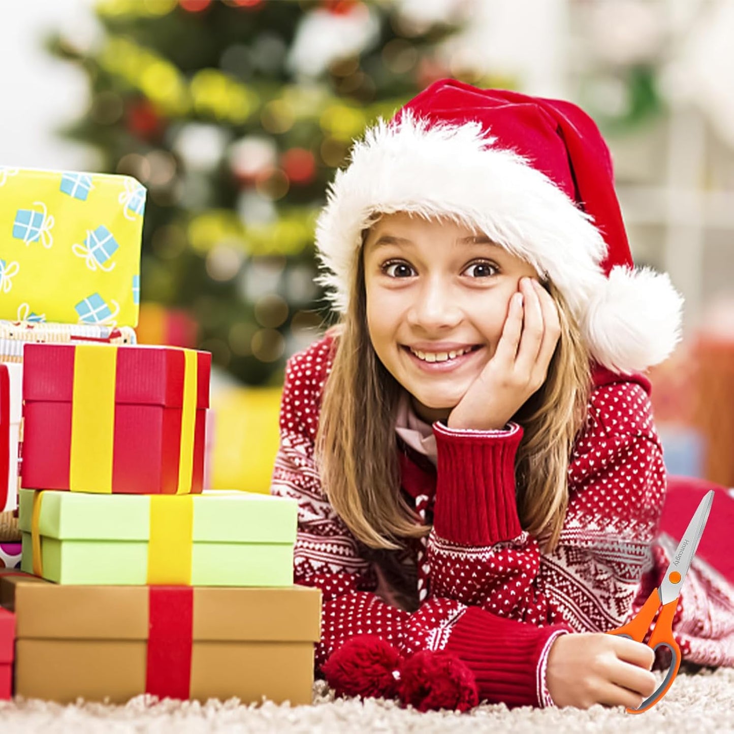 Scissors, Hnncugty 8" Scissors All Purpose Bulk Set of 6-Pack, Sharp Shears for Office Home Craft Sewing Fabric, High/Middle School Supplies Student Teacher Supplies, Comfort Grip Right/Left Handed