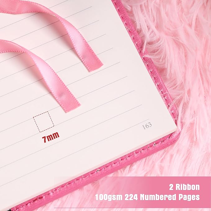 TIEFOSSI Diary with Lock for Women Girls, Lined Locked Journal, Butterfly Journal Notebook with Pen and Bookmark, A5 Refillable Locking Journals for Writing, 224 Numbered Pages