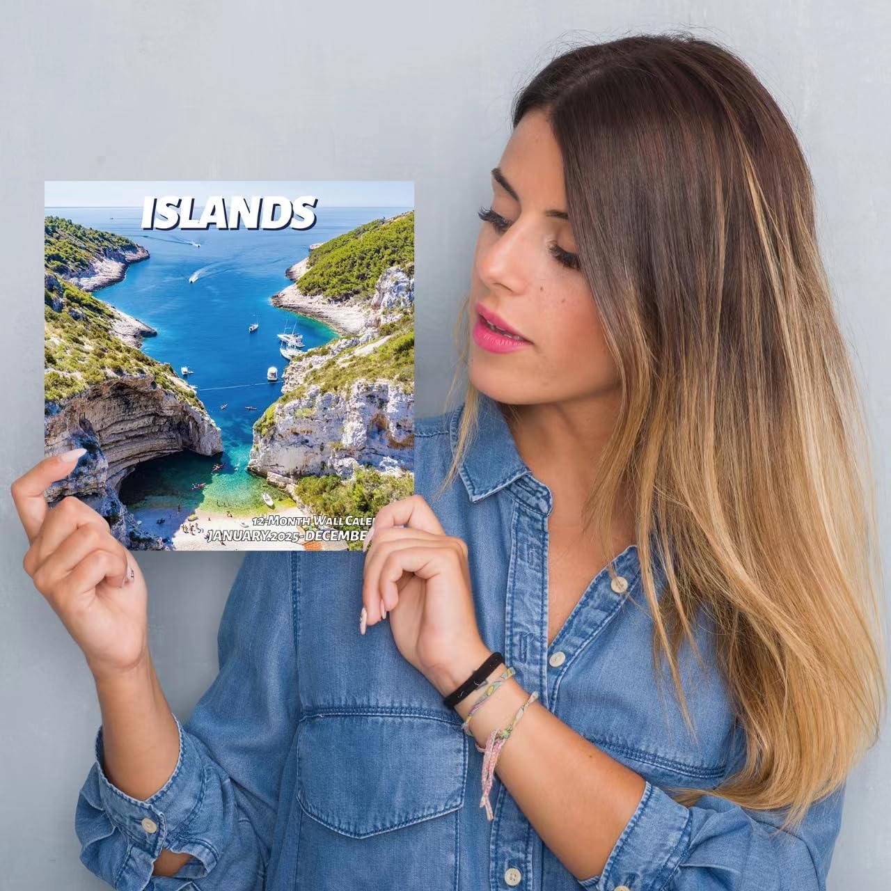 2025 Wall Calendar,Islands Monthly Wall Calendar, 12" x 24" Open,Family Planner Calendar,Home & Office Organizer,Hangable