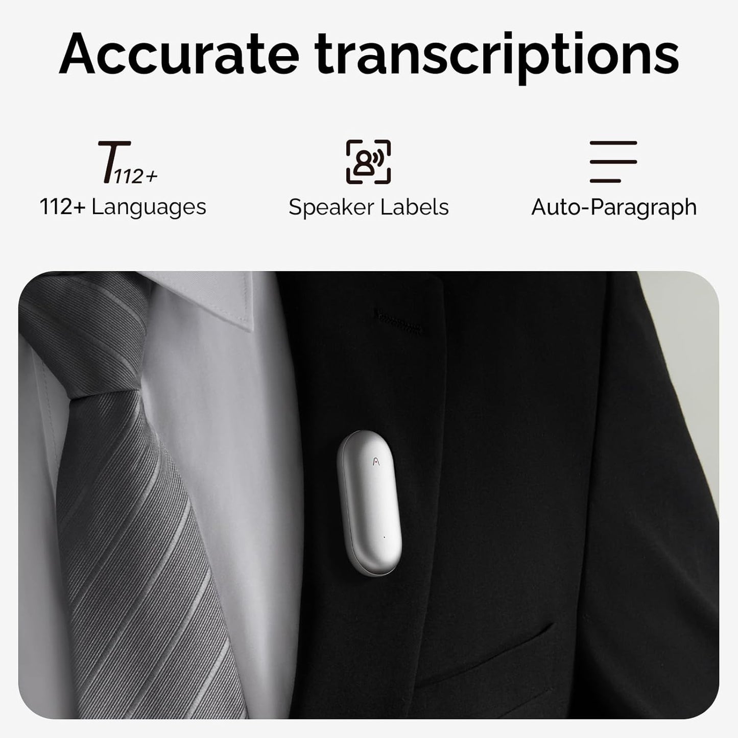 NotePin AI Voice Recorder, Voice Recorder with Additional Charging Set, Transcribe & Summarize with AI Technology, 64GB Memory
