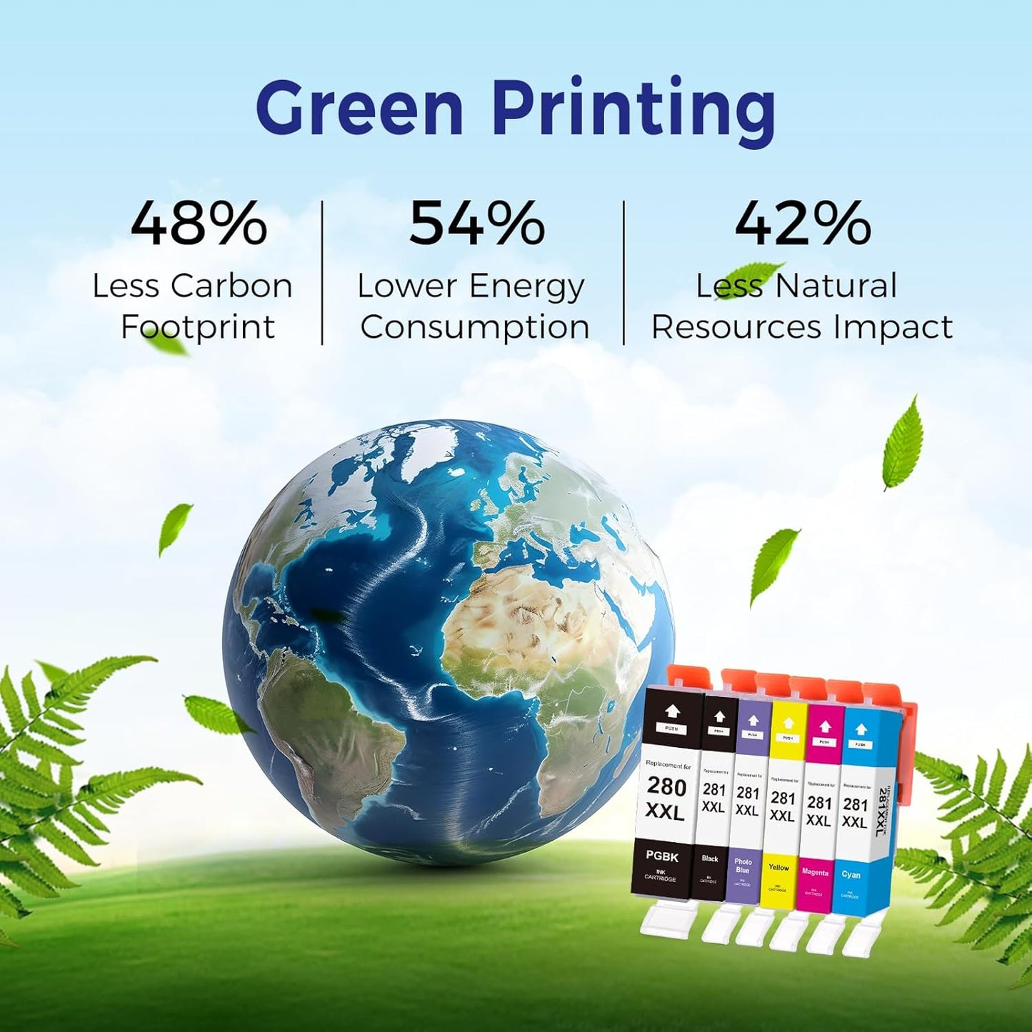 TOKYOINK Compatible Ink Cartridge Replacement for Canon PGI-280 XXL 280XXL PGBK for Pixma TR8620 TR8620a TR8520 TR7520 TS9120 TS8320 TS8220 TS6120 Printer 6 Pack PGBK/PB/Black/Cyan/Magenta/Yellow