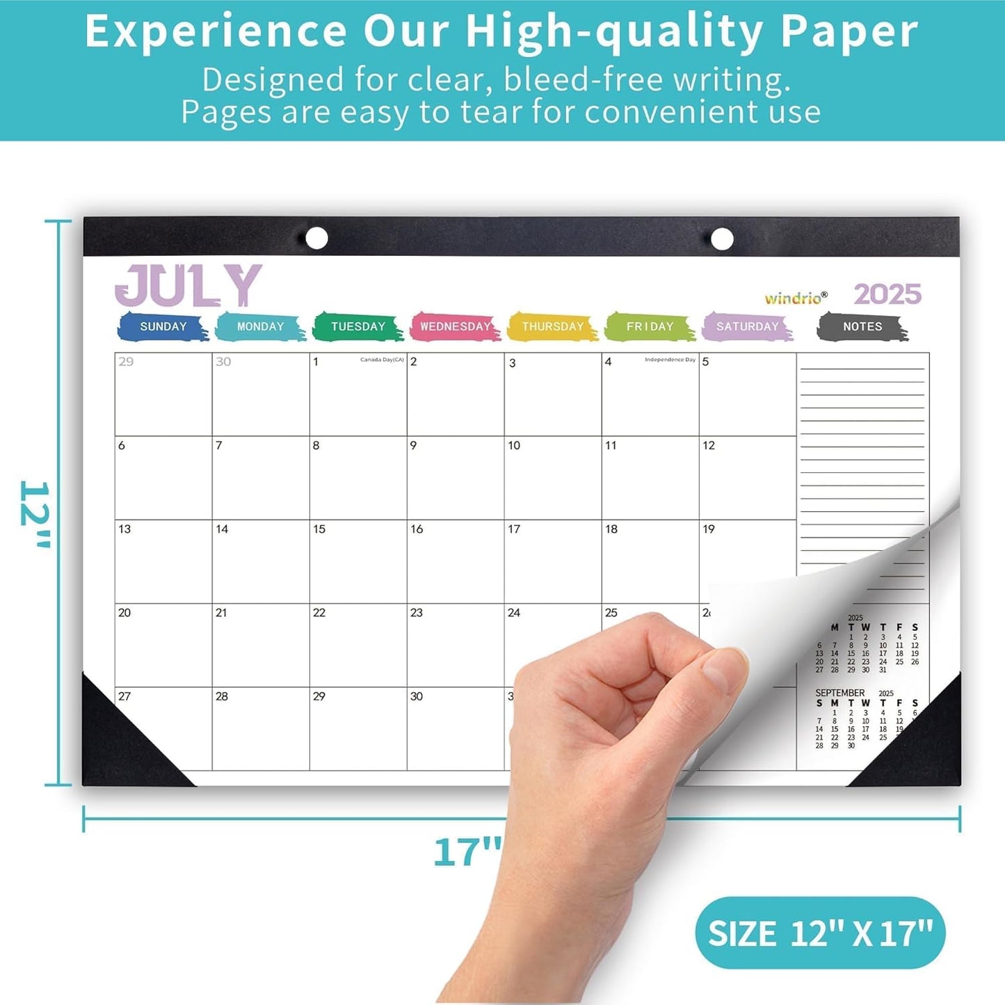 Desk Calendar 2026 Wall Calendars, July 2025 - December 2026 Monthly Planner Paper Office Desktop 17"X 12", Months Planning and Organizing Home, School, Office, Holiday, Vacation