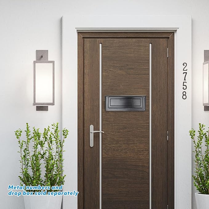 Rainproof Through The Door Key Drop Box, Galvanized Steel Heavy Duty Mailbox Safe Deposit Box, Locked Mail Drop Box with Combination Lock for Key and Payment, Black Mailbox