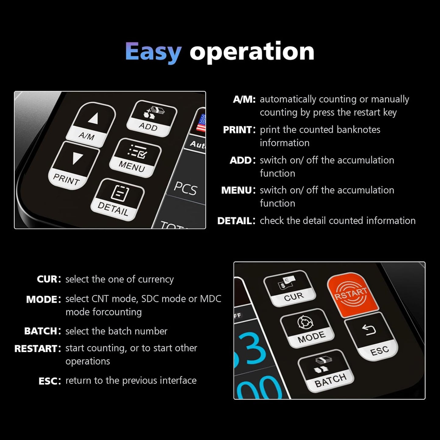 Aneken N60 Mixed Denomination Money Counter Machine, Value Counting, UV/MG/IR/DD Counterfeit Detection, 3.5" TFT Display Cash Counting Machine, Printer Enabled Bill Counter for Business