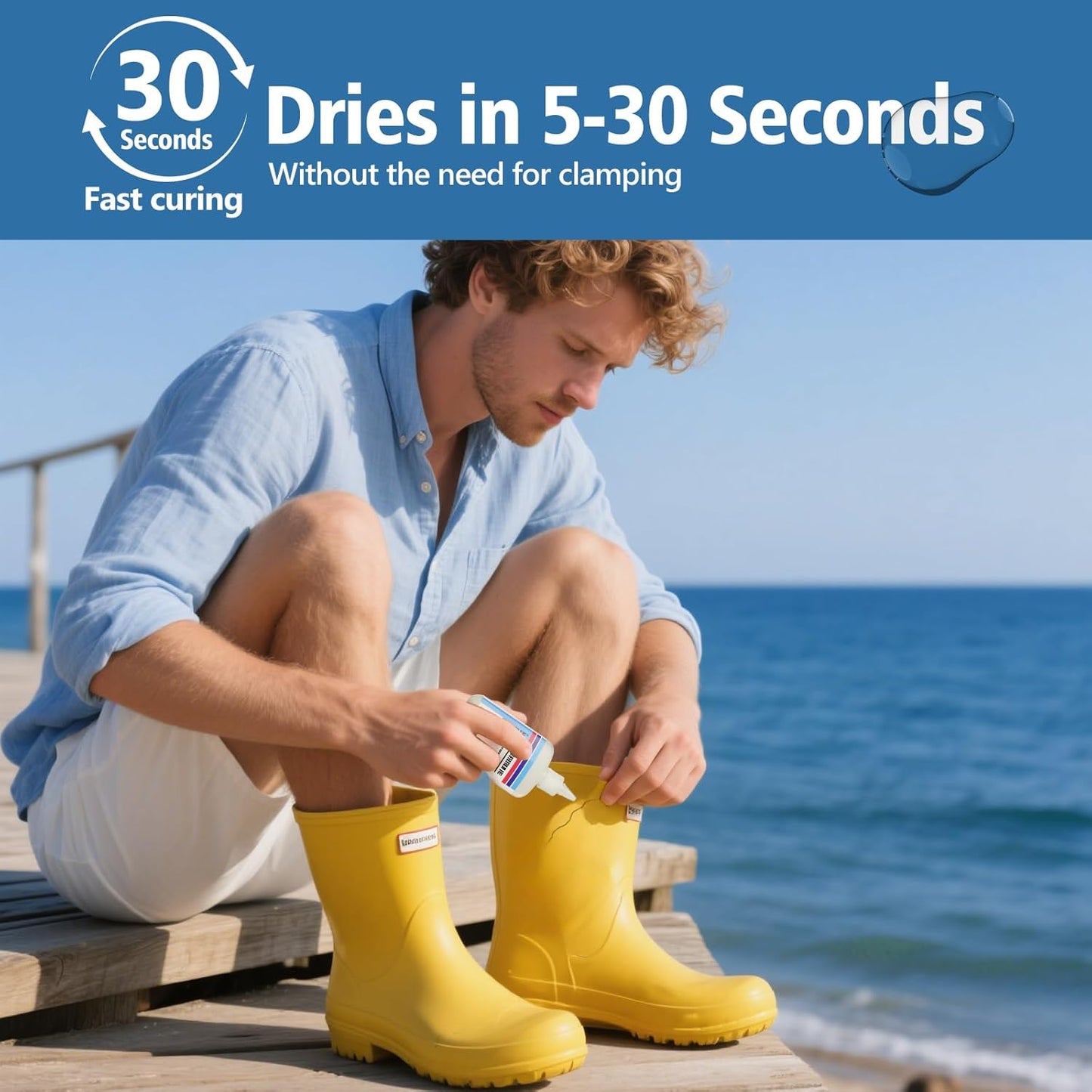 Super Glue for Rubber with Anti Clog Cap. 6 x 1 fl oz,CA Glue - Waterproof Clear Glue Cyanoacrylate Glues for RC Tires, Seals, Gaskets, Soles, Hose, Mat & Neoprene, Automotive Parts Repair, Quick Dry